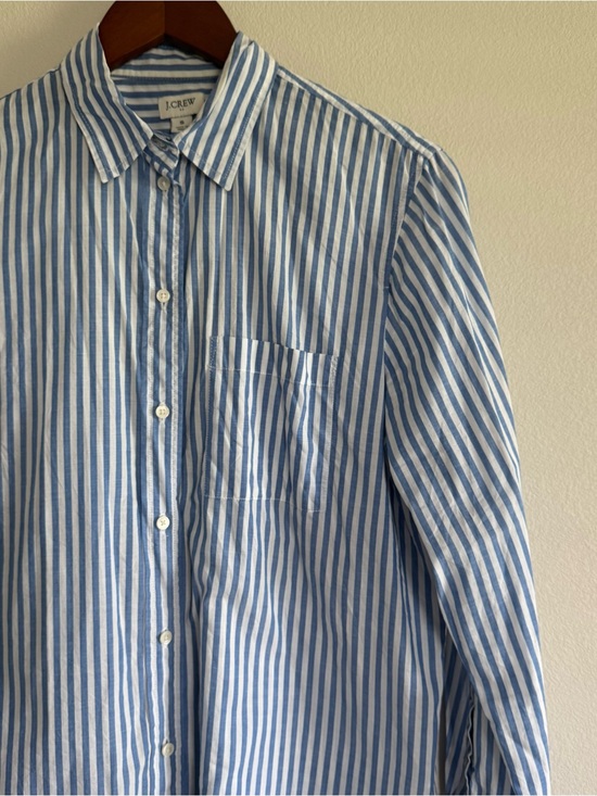 J. Crew Tops - J.Crew Blue & White Vertical Striped Cotton Button Down Shirt Small Capsule